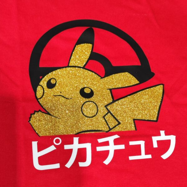 T-shirt Pikachu Gold Glitter rouge