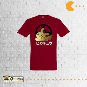 Simulation t-shirt Pikachu gold Gliter - rouge